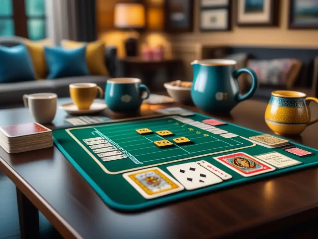 Un acogedor juego de mesa Gilmore Girls, con piezas y tazas de café, iluminación cálida y detalles detallados