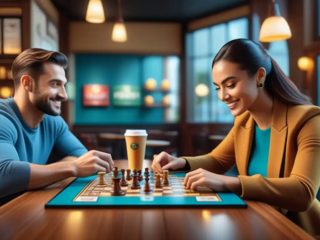 Un ambiente acogedor en una cafetería con juegos de mesa personalizados