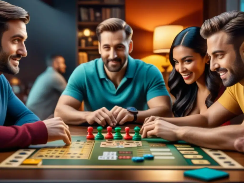 Un ambiente acogedor con gente diversa disfrutando de un juego de mesa