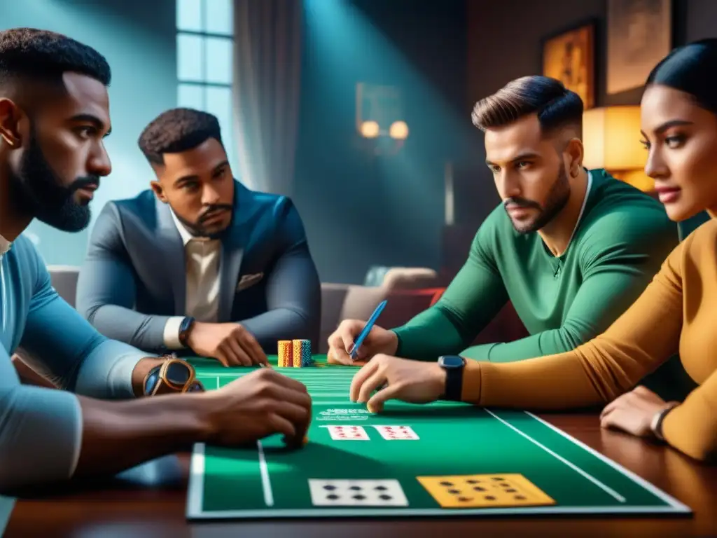 Un ambiente cálido y colaborativo donde personas diversas personalizan apps y reglas de juegos de mesa