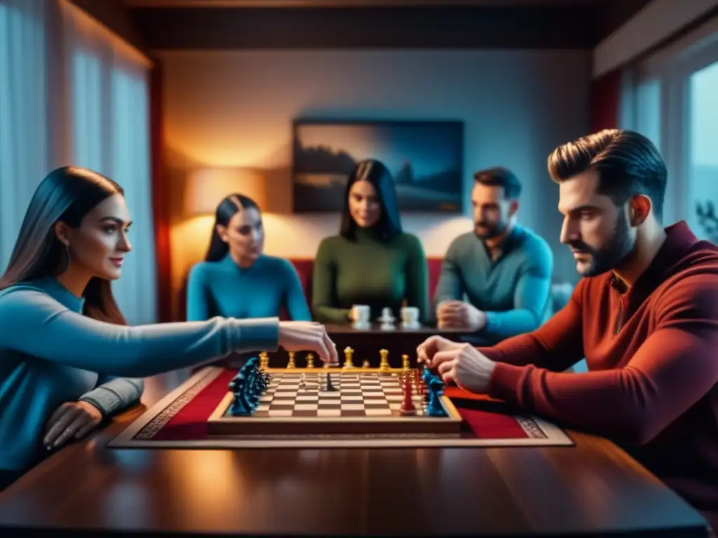 Juegos de mesa en familia: diversión y aprendizaje juntos Un ambiente cálido y educativo, con adultos y niños concentrados en juegos de mesa