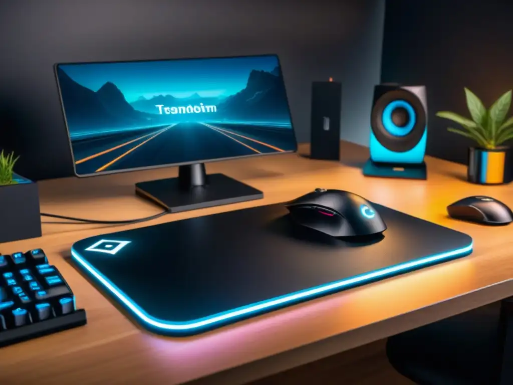 Entorno de juego inmersivo con mousepad premium y periféricos de alta gama Un ambiente de juego inmersivo con alfombrilla de juego premium y accesorios de alta gama