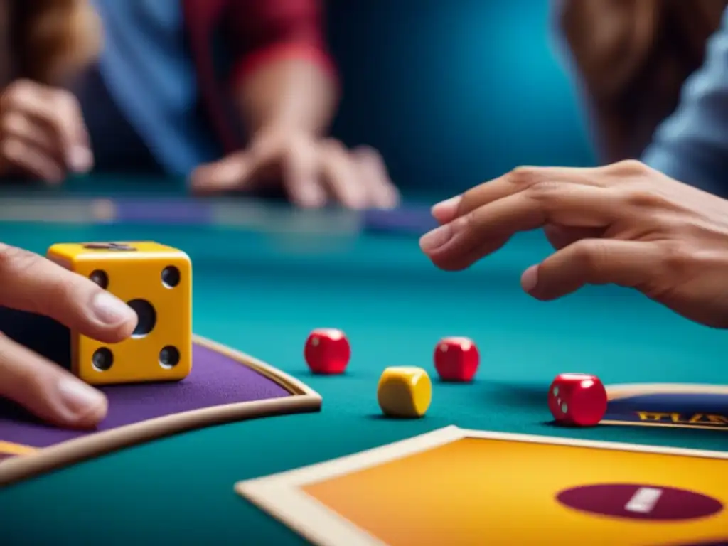 Jugadores concentrados en juego de mesa: estrategia y diversión Amigos concentrados en juego de mesa, fusionando mindfulness en juegos de mesa