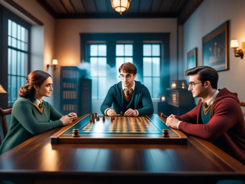 Amigos disfrutando del Juego de mesa de Harry Potter en un ambiente mágico y envolvente