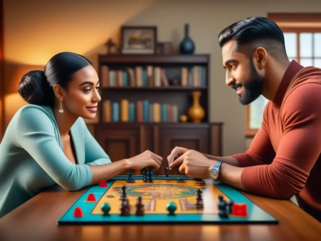 Amigos disfrutando juego de mesa, fomentando beneficios salud mental y diversión