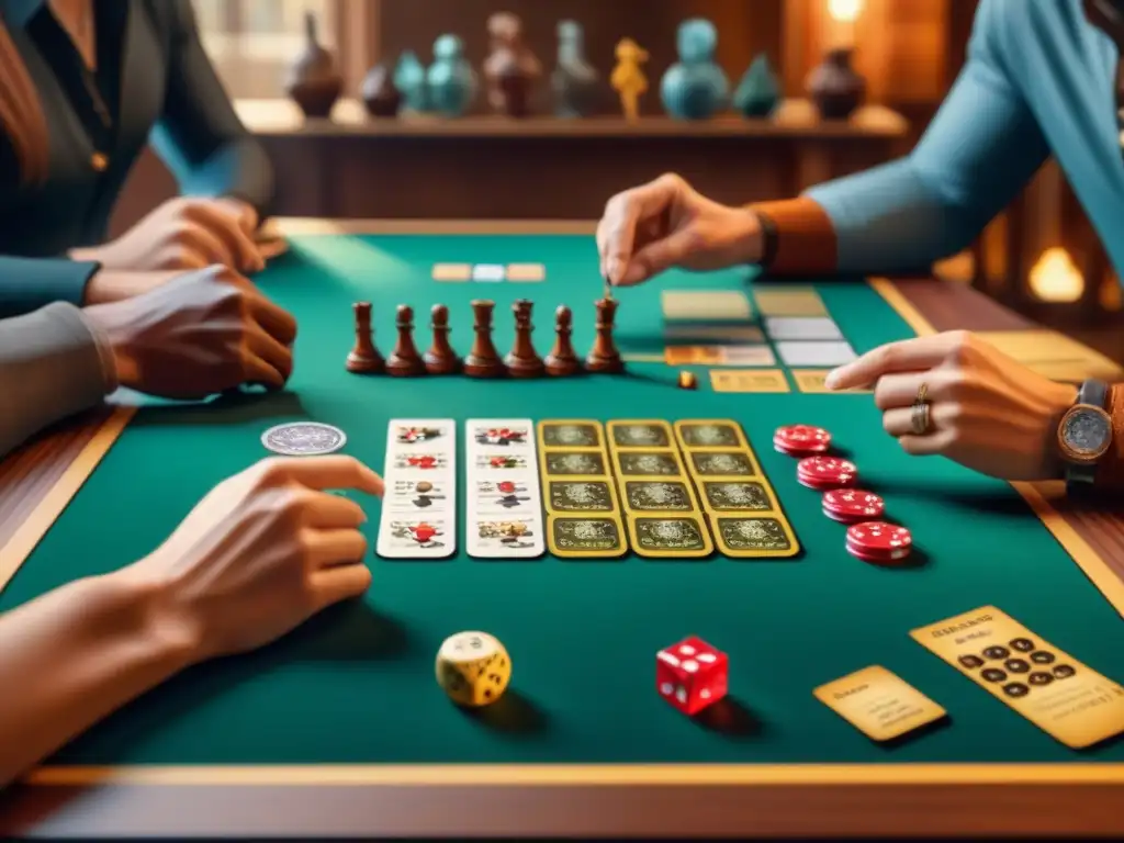 Amigos disfrutan juego mesa, estrategia y diversión