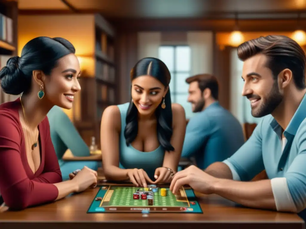 Amigos disfrutan de juego de mesa exclusivo en noche de juegos con paquetes exclusivos juegos de mesa