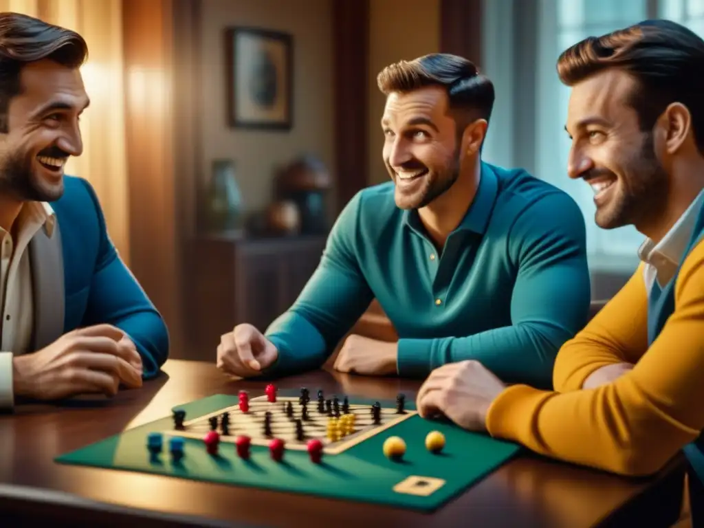 Amigos disfrutan de un juego de mesa con gran impacto en sus relaciones, entre concentración y risas