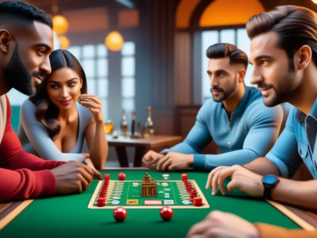 Amigos disfrutan de juego de mesa con realidad aumentada