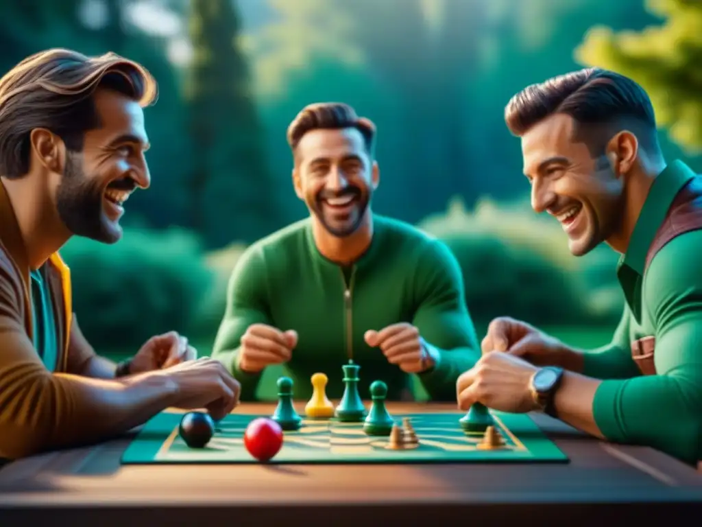 Amigos disfrutan de juego de mesa bajo el sol veraniego