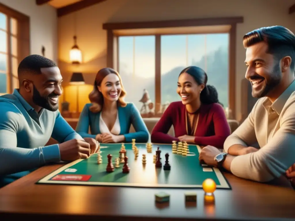 Amigos disfrutan de juegos de mesa en un ambiente acogedor y luminoso