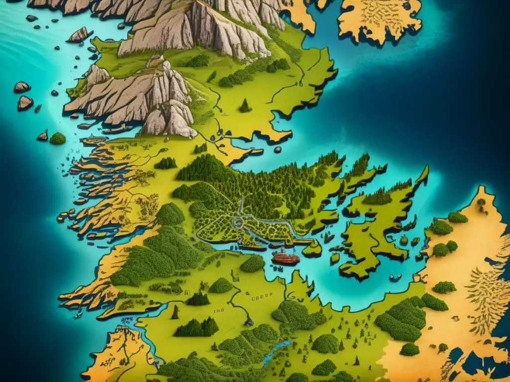 Una antigua y detallada guía estratégica del juego Game of Thrones, con mapas de los Siete Reinos de Westeros