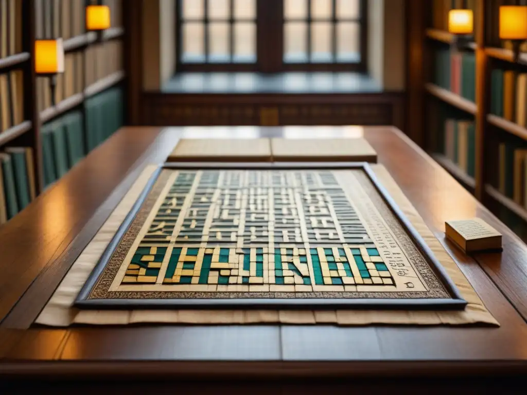 Un antiguo pergamino rodeado de libros antiguos en la Biblioteca de Oxford