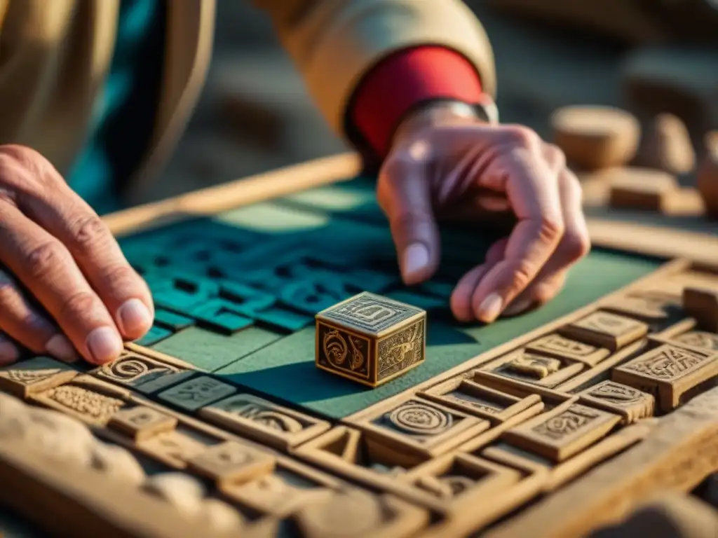 Un arqueólogo excavando piezas de juegos de mesa antiguos en Knossos, destacando el misterio de la mística Knossos