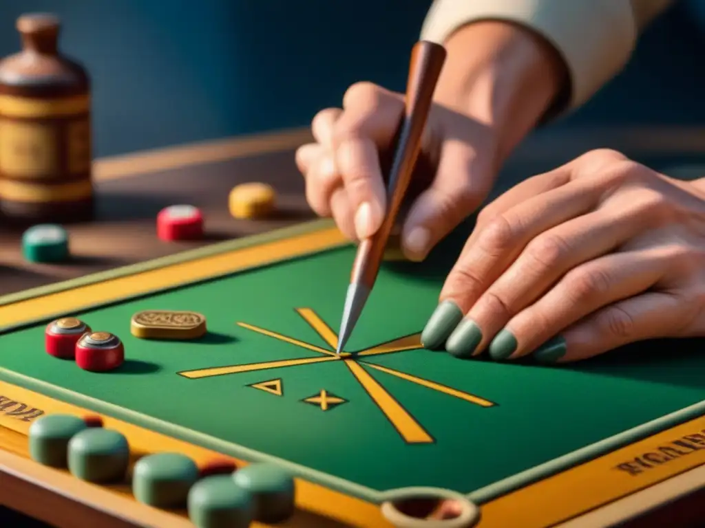 Restauración de juego vintage: arte y tradición en manos expertas Un artesano experto restaura con delicadeza un juego de mesa antiguo, resaltando la meticulosa artesanía