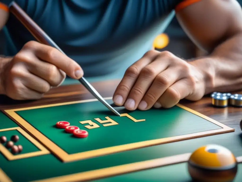 Un artesano restaura un juego de mesa vintage con cuidado y destreza, enfocando en la ecología