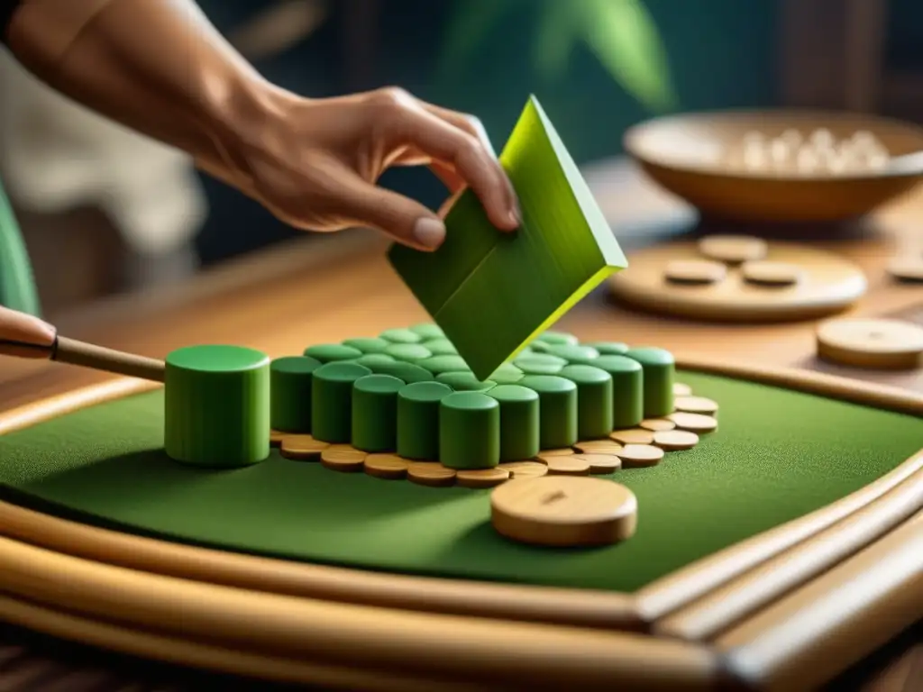 Artesanos crean piezas ecológicas para juegos de mesa con bamboo