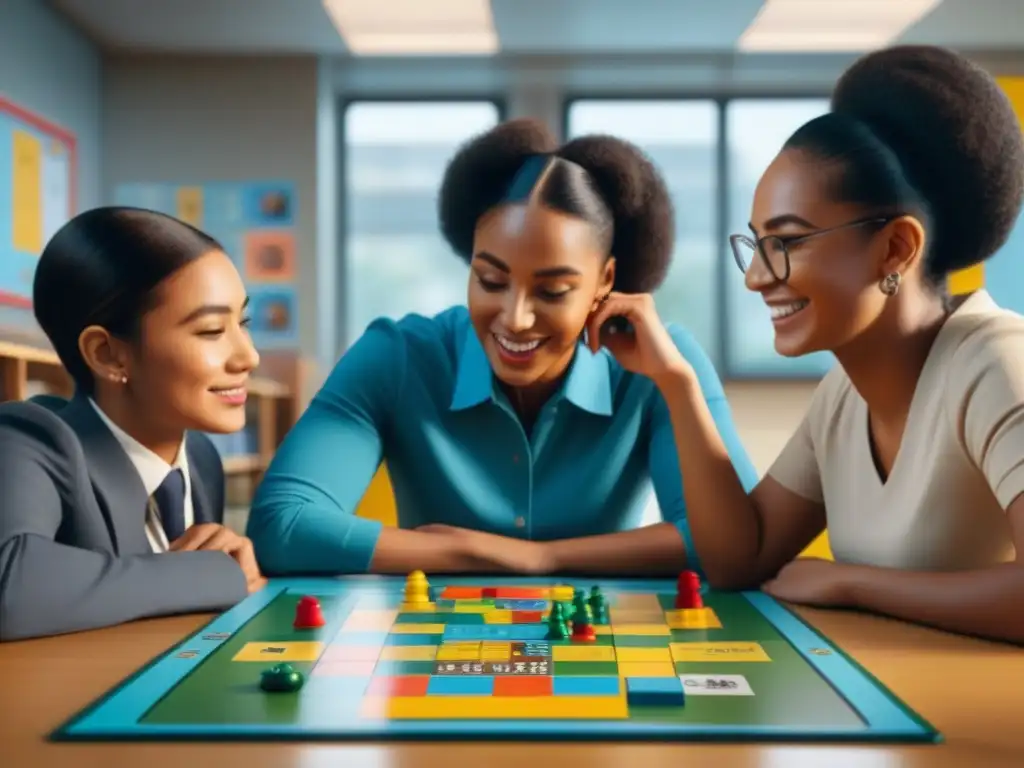 Un aula inclusiva con estudiantes disfrutando de juegos de mesa educativos