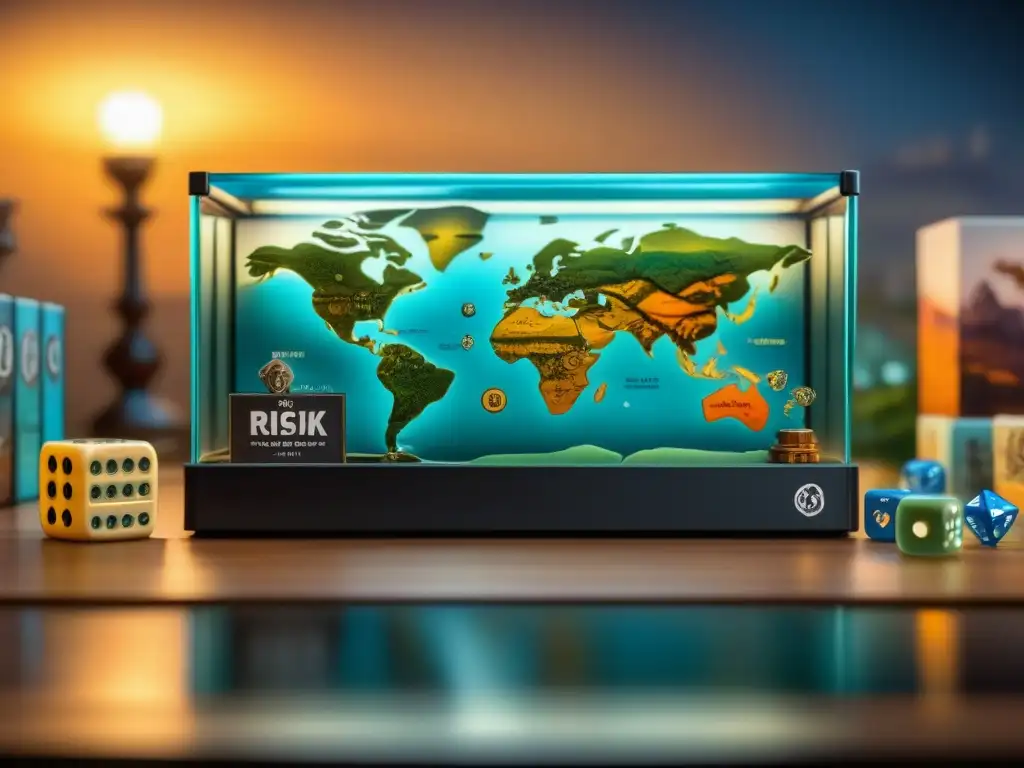 Una colección impresionante de Risk con merchandising raro en una vitrina de cristal