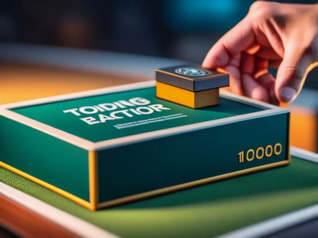 Detalles exclusivos: examen minucioso de edición limitada de juego de mesa Un coleccionista examina detenidamente los detalles de una exclusiva caja de juego de mesa, destacando su arte único y numeración exclusiva