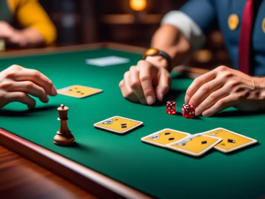 Competidores concentrados en juego de mesa, estrategia y determinación