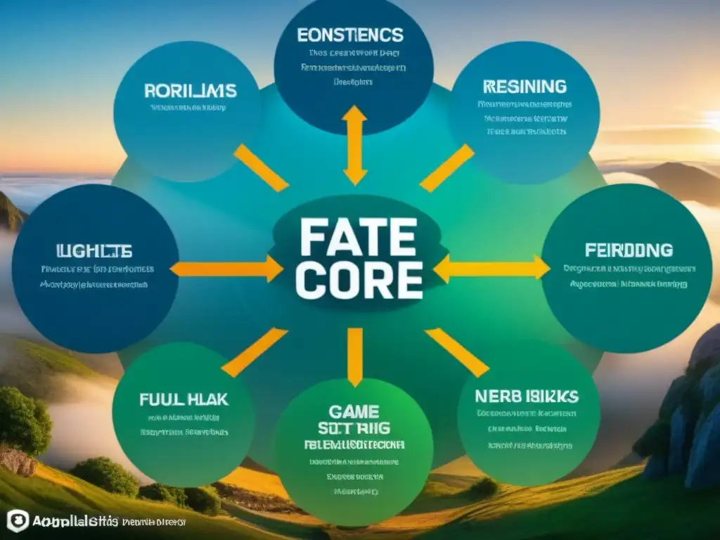 Una compleja red de decisiones y consecuencias en una sesión de 'Fate Core', ilustrando la narrativa adaptativa de los juegos