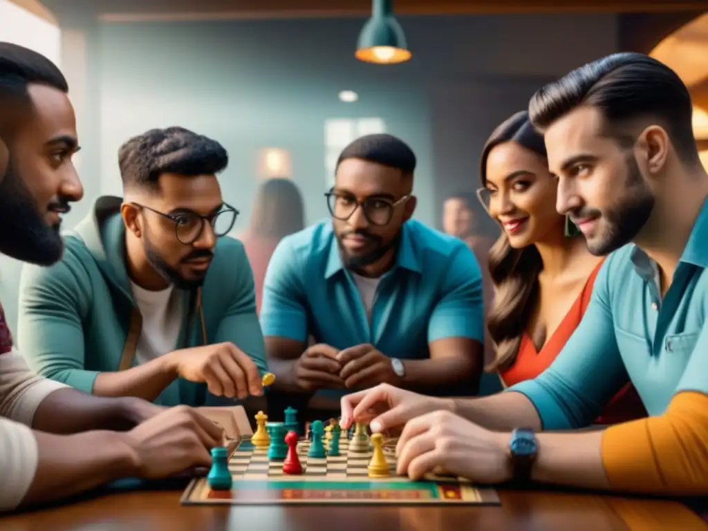 Una comunidad diversa disfrutando de juegos de mesa en club local, mejorando habilidades y creando lazos