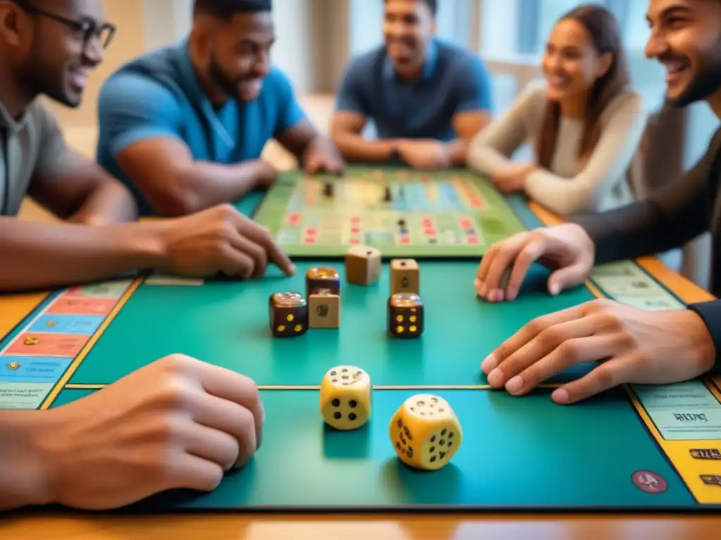 Comunidades de aprendizaje: estudiantes concentrados y emocionados juegan un juego de mesa en un aula vibrante