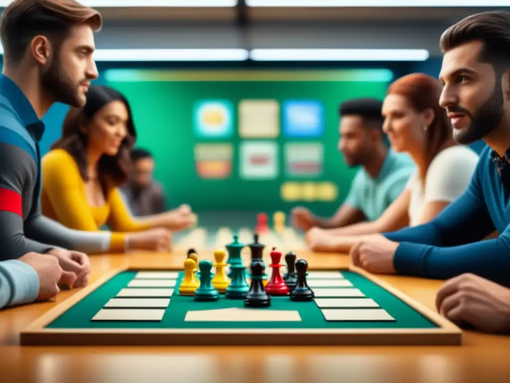 Comunidades de aprendizaje: estudiantes disfrutando de juegos de mesa en un aula colorida y estimulante