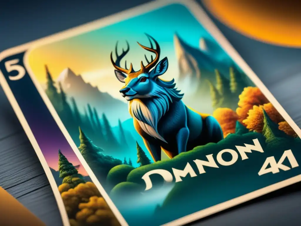 Detallada ilustración fantástica de un ser mítico en una carta del juego Dominion, historia en la construcción de mazos