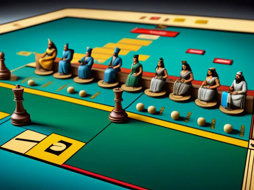 Detallada evolución mecánicas juegos de mesa a lo largo de la historia, desde Mesopotamia hasta juegos modernos como Monopoly y Catan