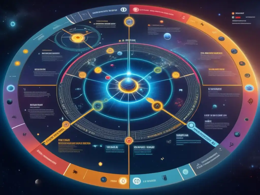 Un detallado mapa estelar de la galaxia de Twilight Imperium, lleno de coloridos planetas y rutas estratégicas para la expansión