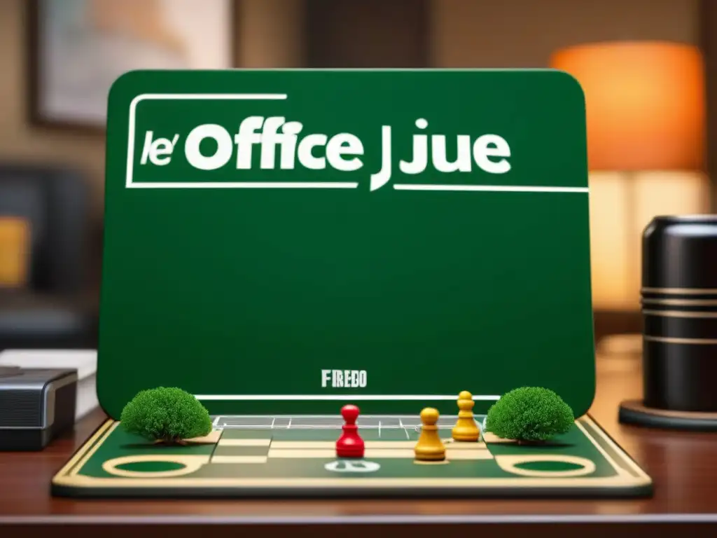 Explora el detallado tablero del juego de mesa 'The Office', con lugares icónicos y piezas temáticas