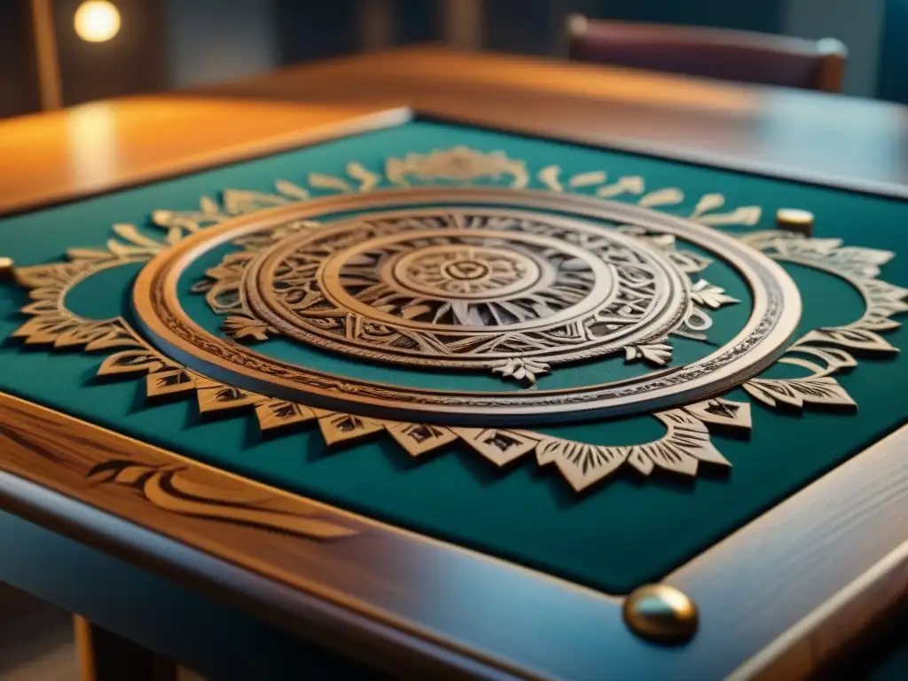 Detalle excepcional de mesa de juegos de roble macizo, duradera y elegante