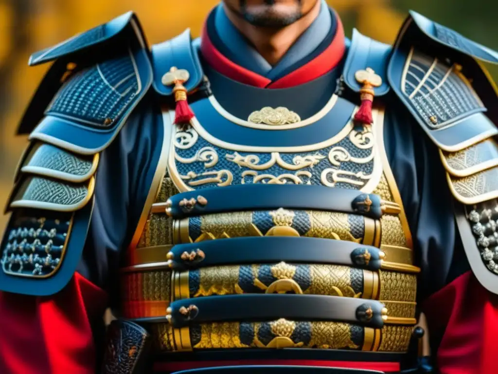 Detalle exquisito de una armadura de samurái japonés en 'Legend of the Five Rings', fusionando cultura y estrategia