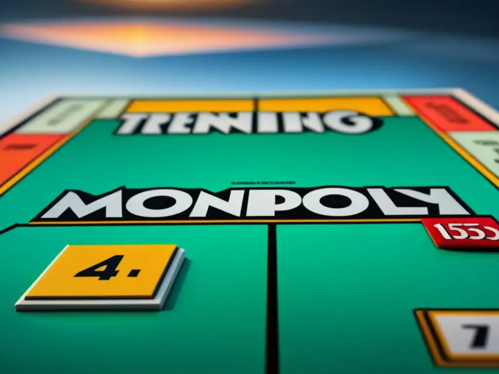 Detalle fascinante del juego de mesa Monopoly, resaltando su historia y popularidad mundial