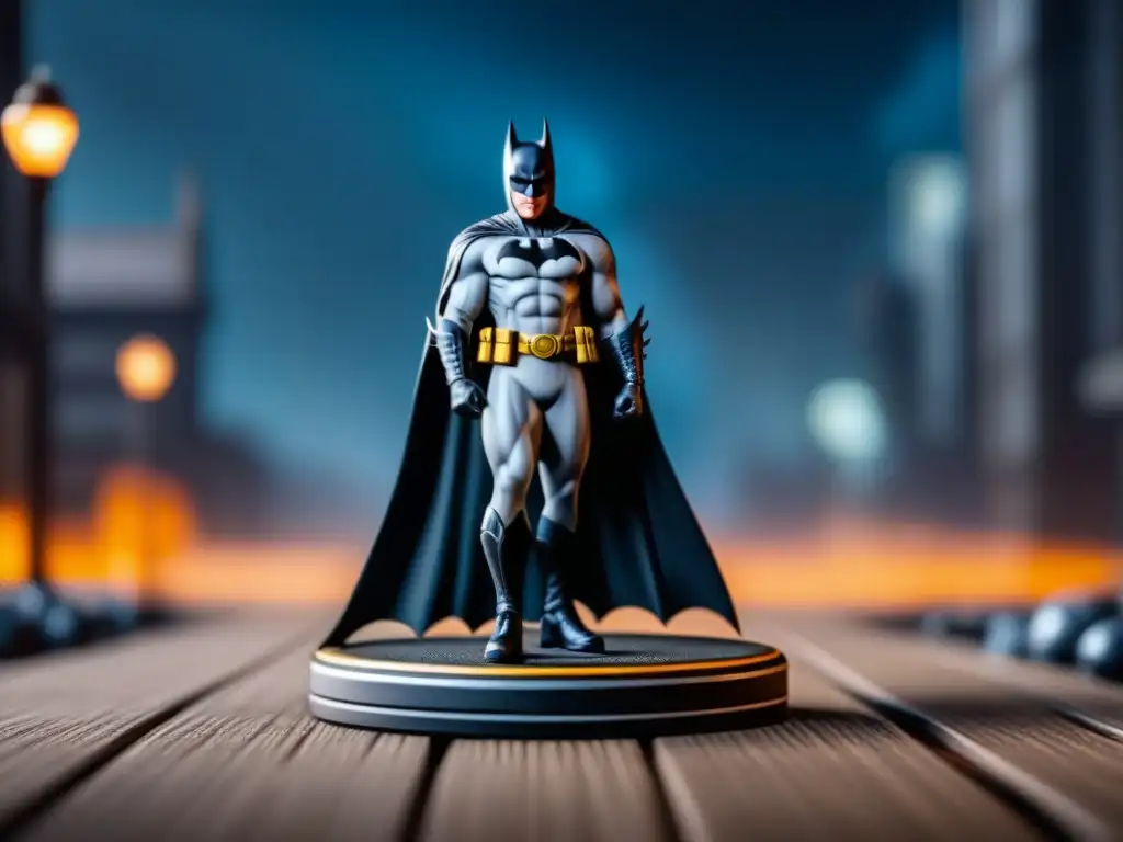 Detalle de las miniaturas del juego de mesa Batman Gotham City Chronicles, destacando su diseño meticuloso y calidad artesanal