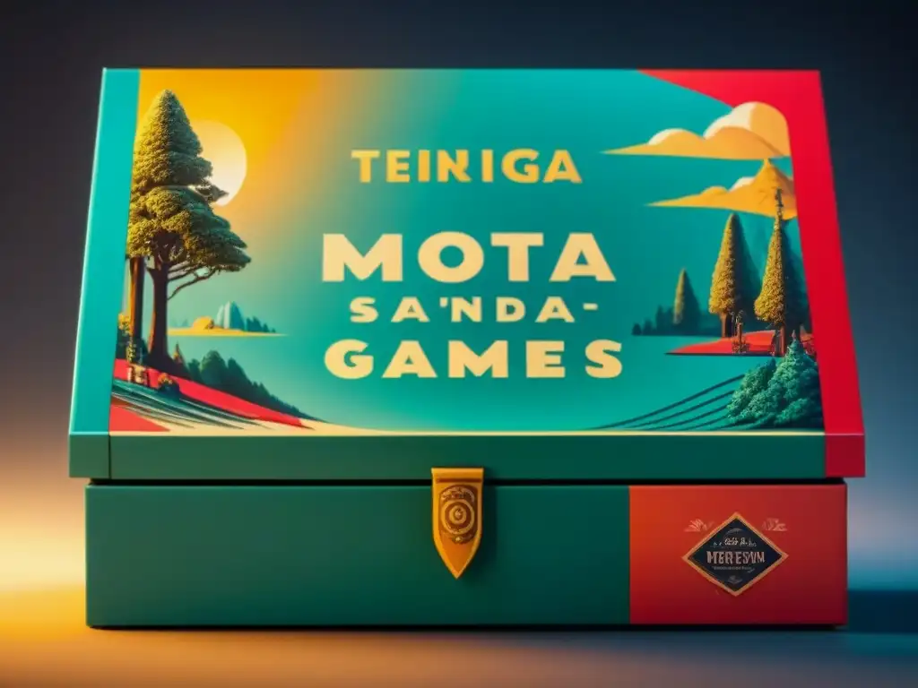 Detalle nostálgico: caja vintage descontinuada de juego de mesa, con ilustraciones vibrantes y desgaste que la hace valiosa