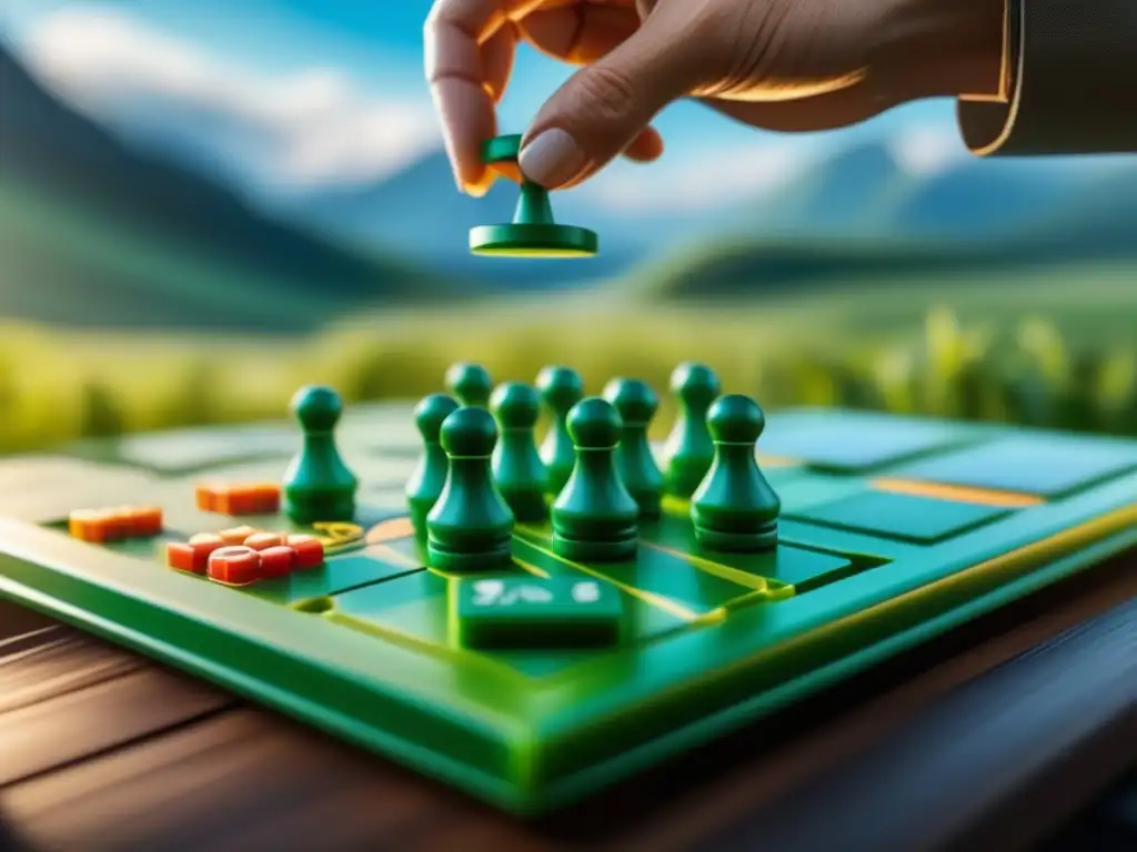 Detalle sorprendente de un componente ecológico de juegos de mesa, resaltando su textura y sostenibilidad