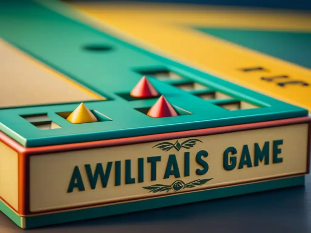 Detalles nostálgicos de esquina de caja de juego vintage Detalles desgaste en esquina de caja de juego vintage, reflejando historia nostálgica y valor de reventa juegos mesa