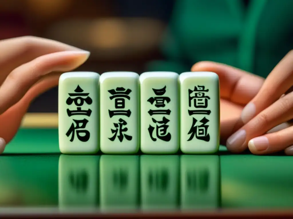 Detalles intrincados de antiguas fichas de Mahjong, reflejando la artesanía y la historia del Mahjong desde Qing