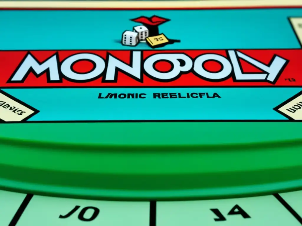 Detalles nostálgicos del juego de mesa Monopoly, con piezas, dinero y propiedades