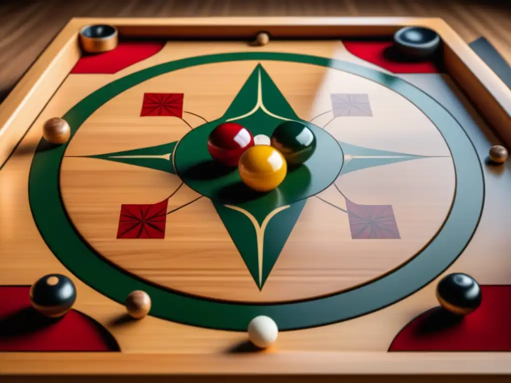 Detalles vibrantes del Carrom: origen y reglas del Carrom en un juego listo para empezar