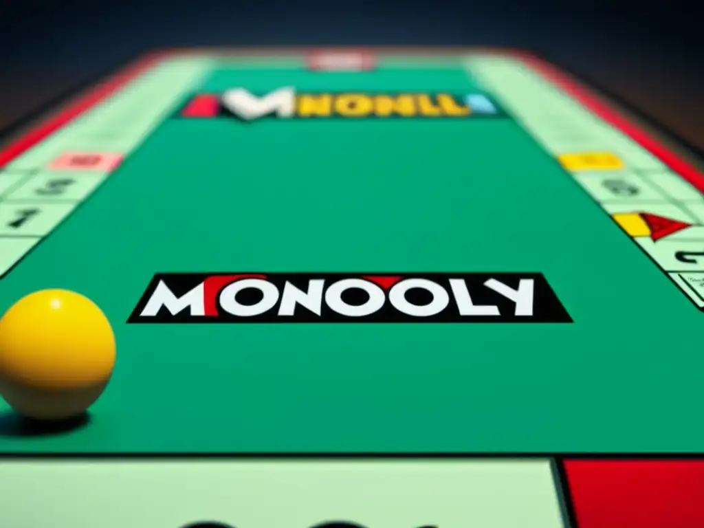 Detalles vintage del juego de mesa Monopoly, con diseño intrincado y fichas coloridas