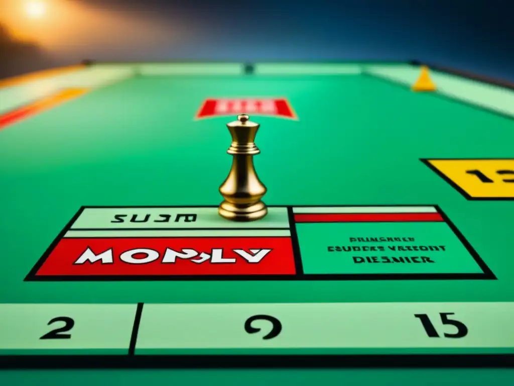 Detalles vintage del juego Monopoly: piezas, propiedades coloridas y tablero desgastado, evocando la historia del juego Monopolio