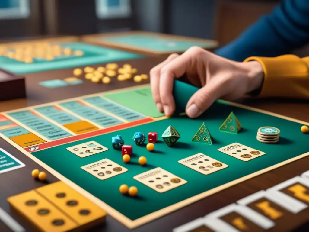 Proceso detallado de creación de prototipos de juegos de mesa Diseño de producto en juegos de mesa: Detalle del proceso creativo de un prototipo de juego con piezas y bocetos coloridos