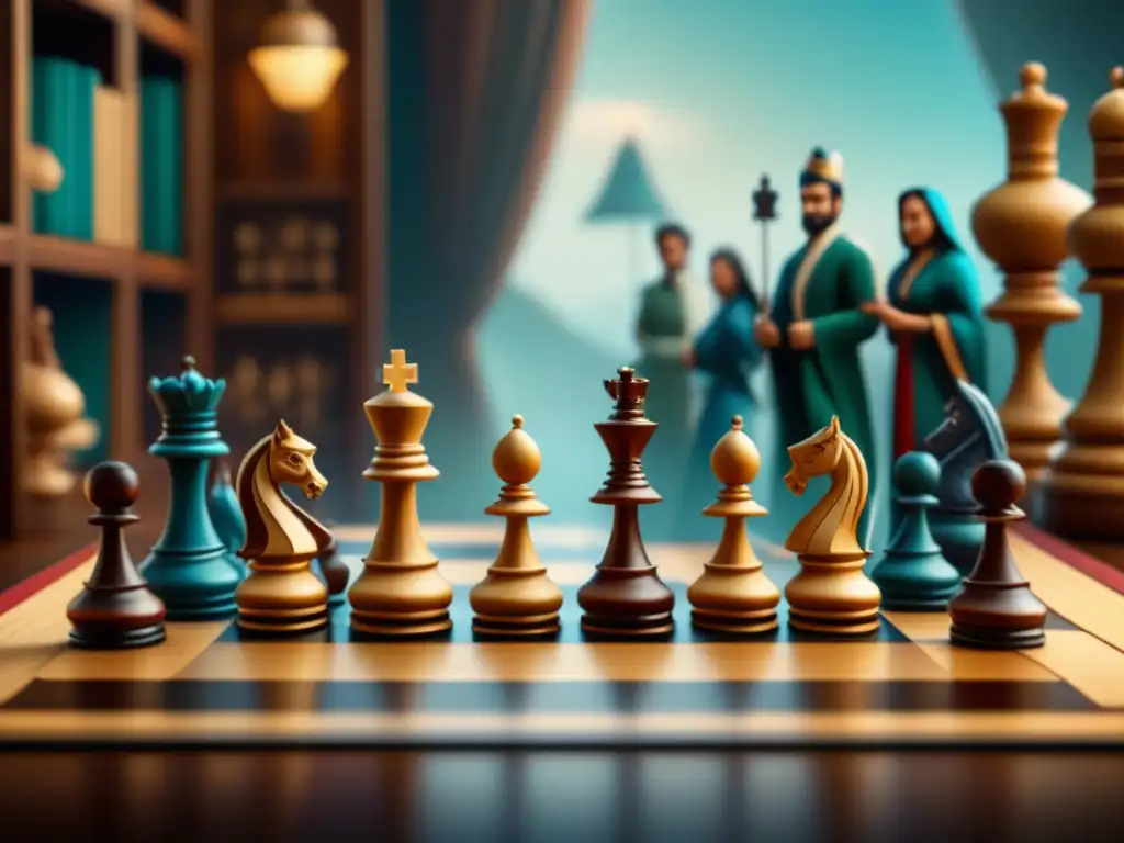 Partida de ajedrez multicultural en familia Diversidad cultural en juego de ajedrez, reflejando la importancia de juegos de mesa tradicionales en intercambio cultural y vínculos familiares