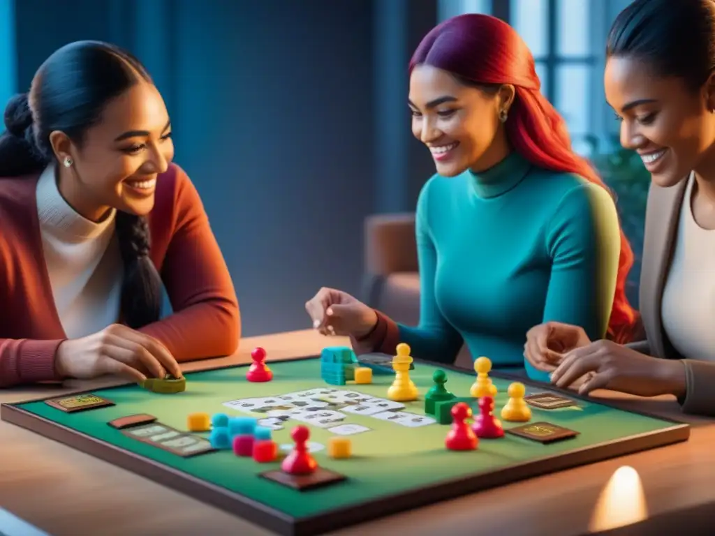 Diversidad y inclusión en diseño juegos de mesa inclusivos: personas de todas las edades y razas disfrutan juntas de un juego accesible y colorido