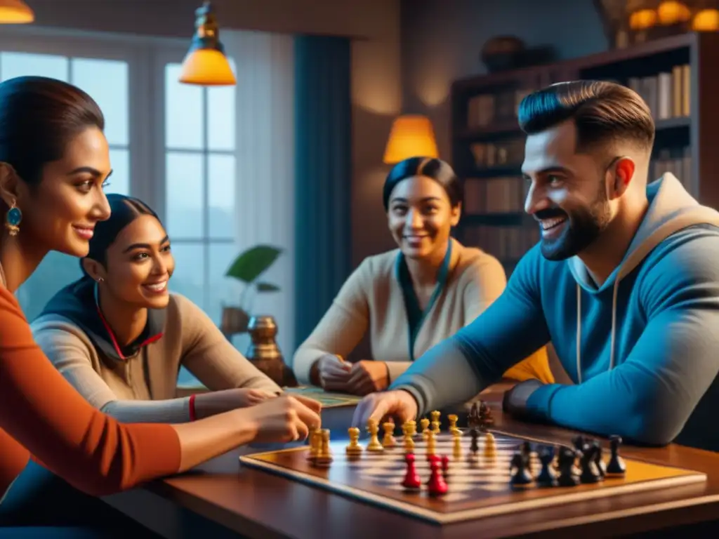 Juegos de mesa: diversión y camaradería entre amigos Diversidad de personas disfrutando de juegos de mesa