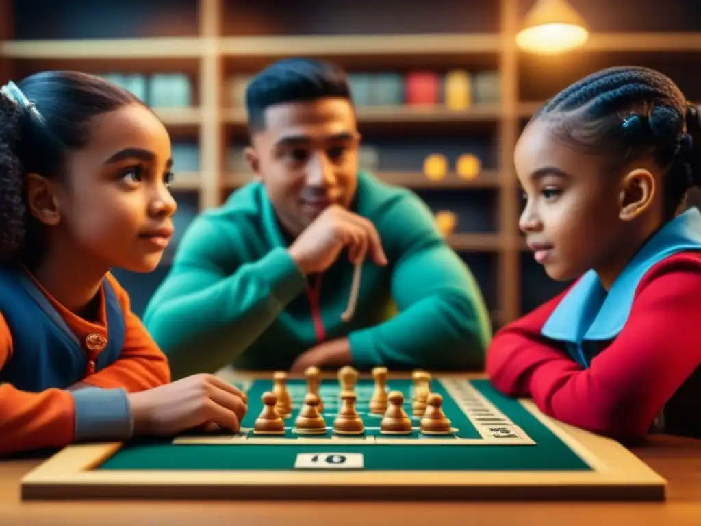 Diversión y aprendizaje con juegos de mesa habilidades numéricas en un aula acogedora